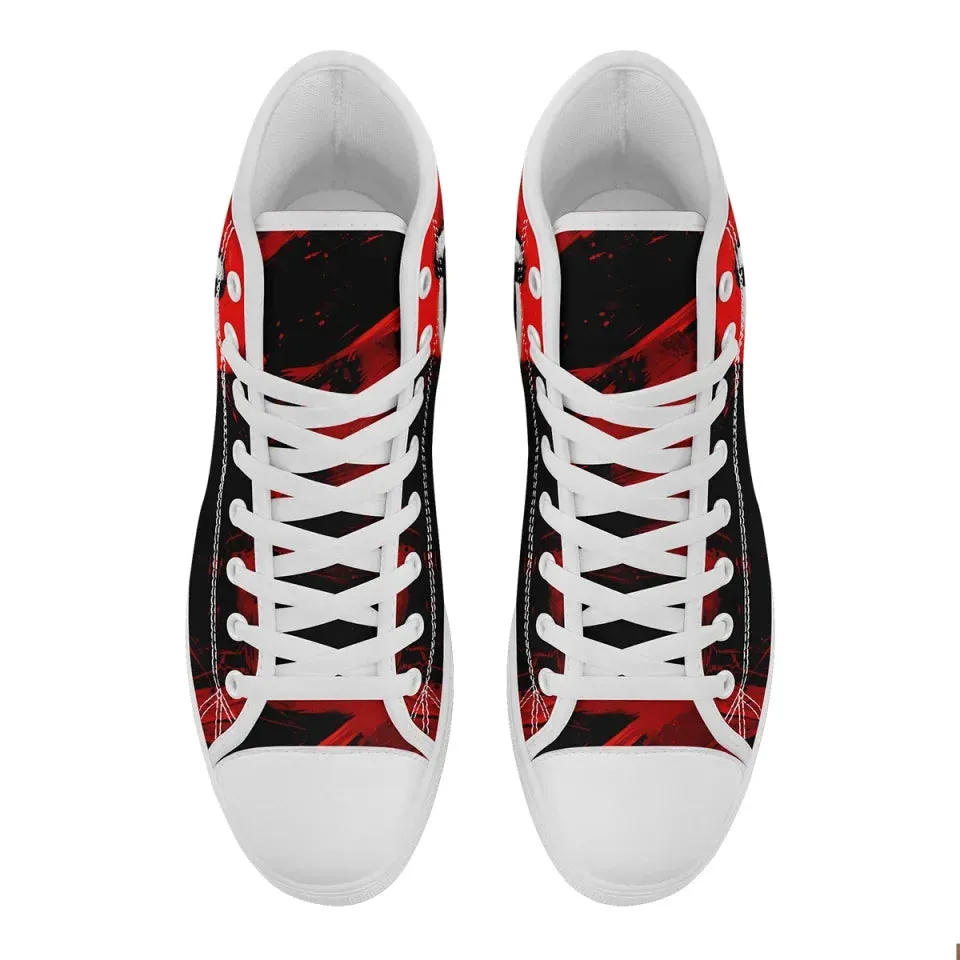 Skull Shoes for Men Fashion Sneaker High Top Skull Punk Rock Joker Print Shoes Black Shoes for Man Cool