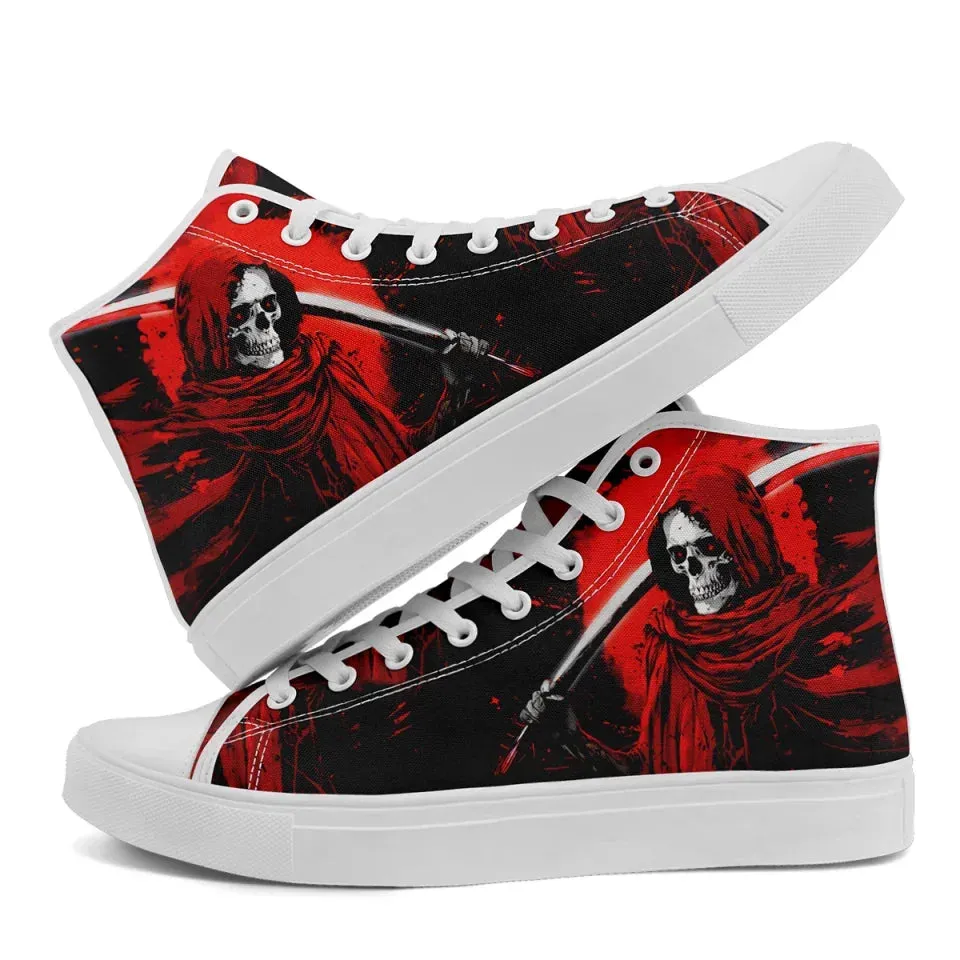 Skull Shoes for Men Fashion Sneaker High Top Skull Punk Rock Joker Print Shoes Black Shoes for Man Cool