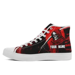 Skull Shoes for Men Fashion Sneaker High Top Skull Punk Rock Joker Print Shoes Black Shoes for Man Cool