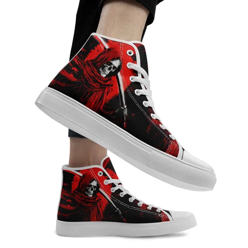 Skull Shoes for Men Fashion Sneaker High Top Skull Punk Rock Joker Print Shoes Black Shoes for Man Cool