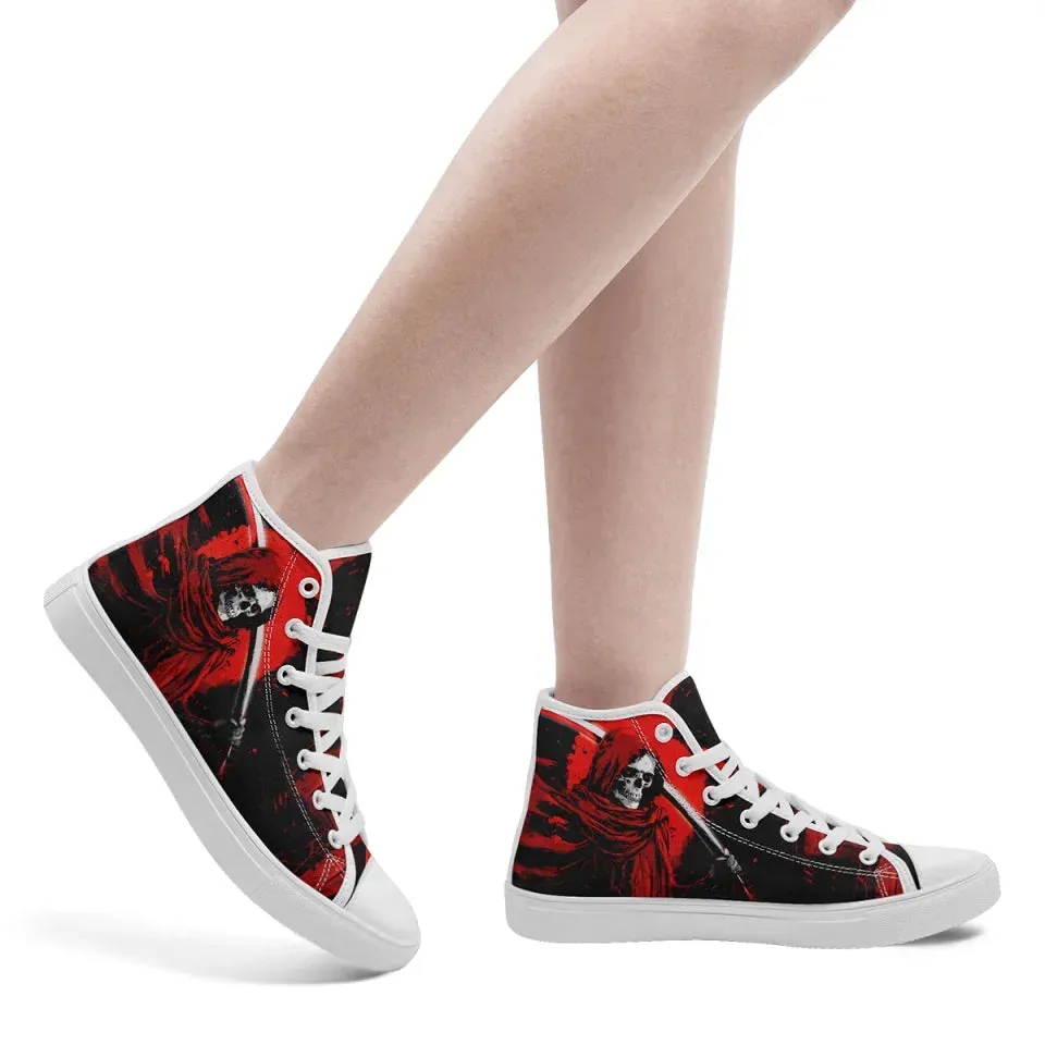 Skull Shoes for Men Fashion Sneaker High Top Skull Punk Rock Joker Print Shoes Black Shoes for Man Cool