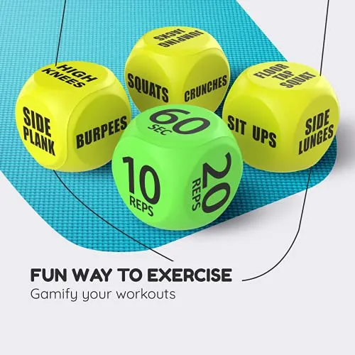 Skywin Workout Dice - 1 Pack, Yellow, Fun Exercise Dice for Solo or Group Classes, 6-Sided Foam Fitness Dice Great Dynamic Exercise Equipment