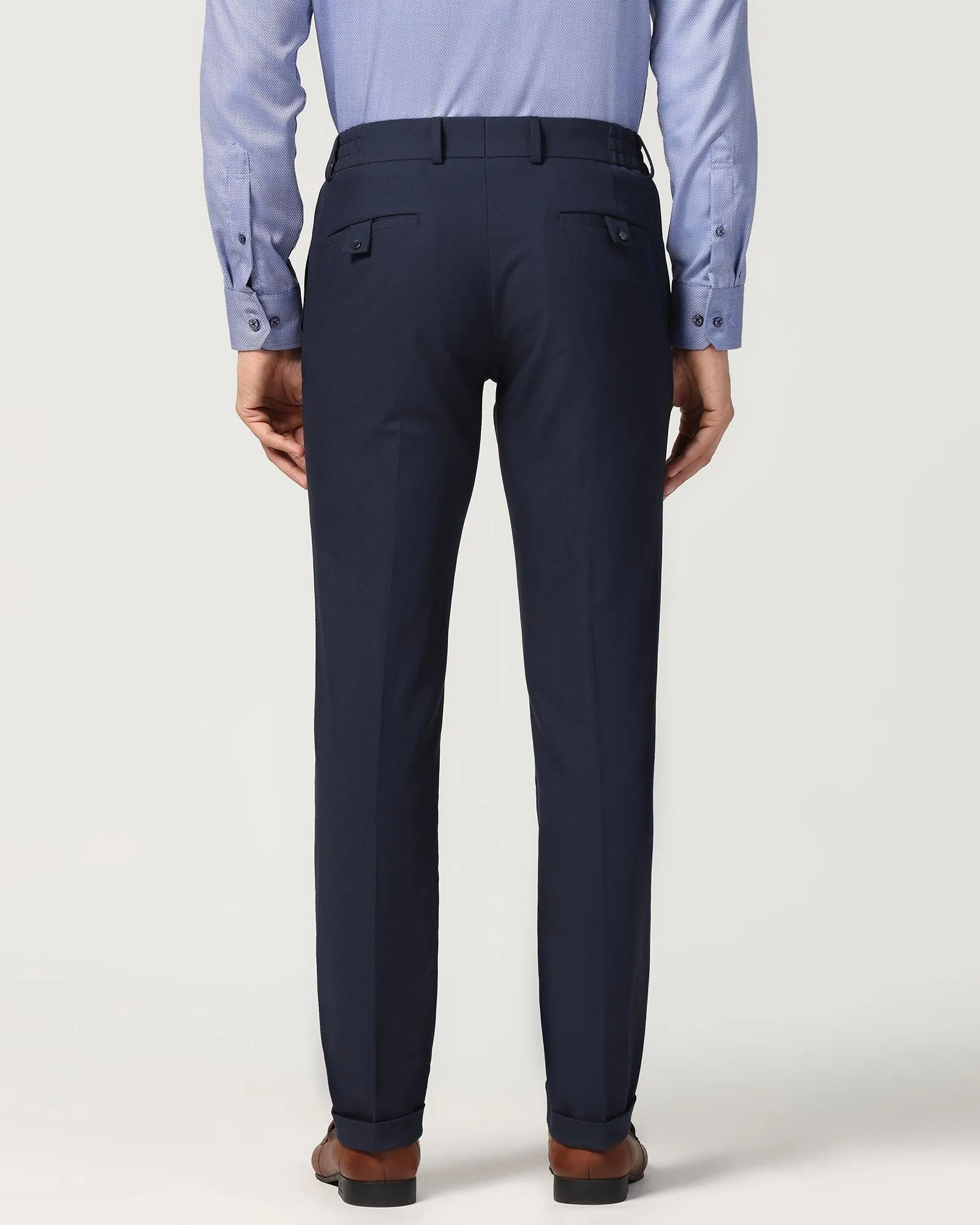 Slim Fit B-91 Formal Navy Solid Trouser - Hayabusa