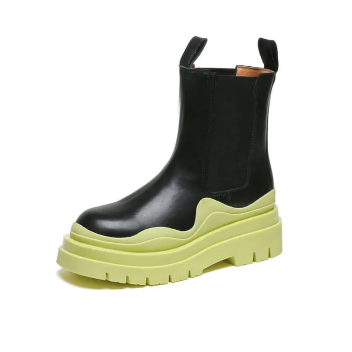 Slip-On Colorblock Platform Boots