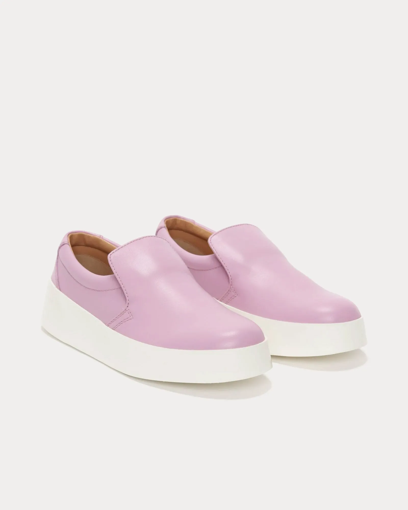Smooth Leather Pink Slip On Sneakers