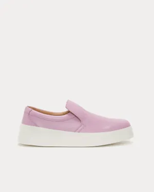 Smooth Leather Pink Slip On Sneakers