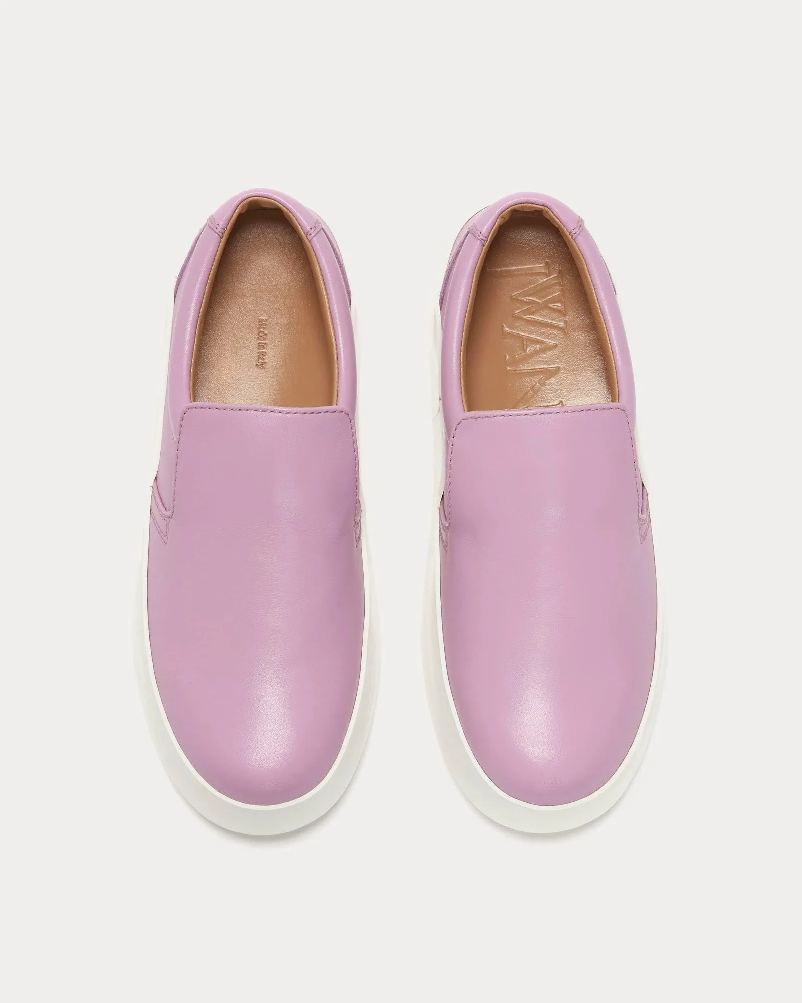 Smooth Leather Pink Slip On Sneakers