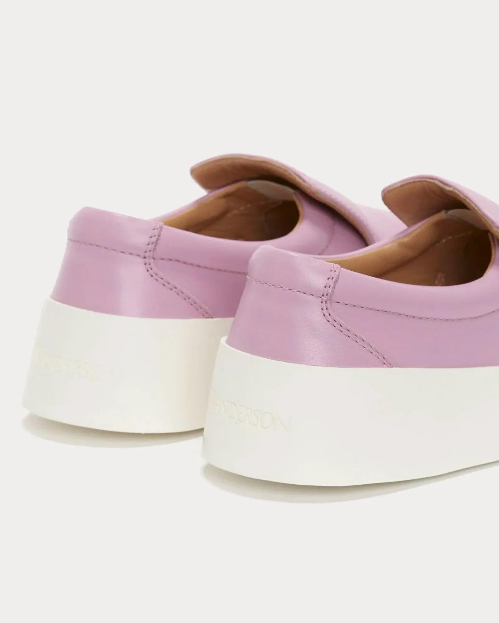 Smooth Leather Pink Slip On Sneakers