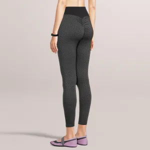 SOBEYO Legging Solid High Waisted Bubble Stretchable Fabric Black