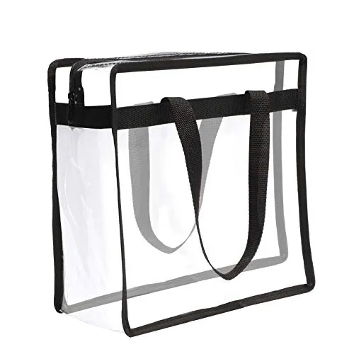 Stadium Approved Clear Plastic Tote Bags with Handles (11.75 x 11.5 x 5.75 In, 2 Pack)