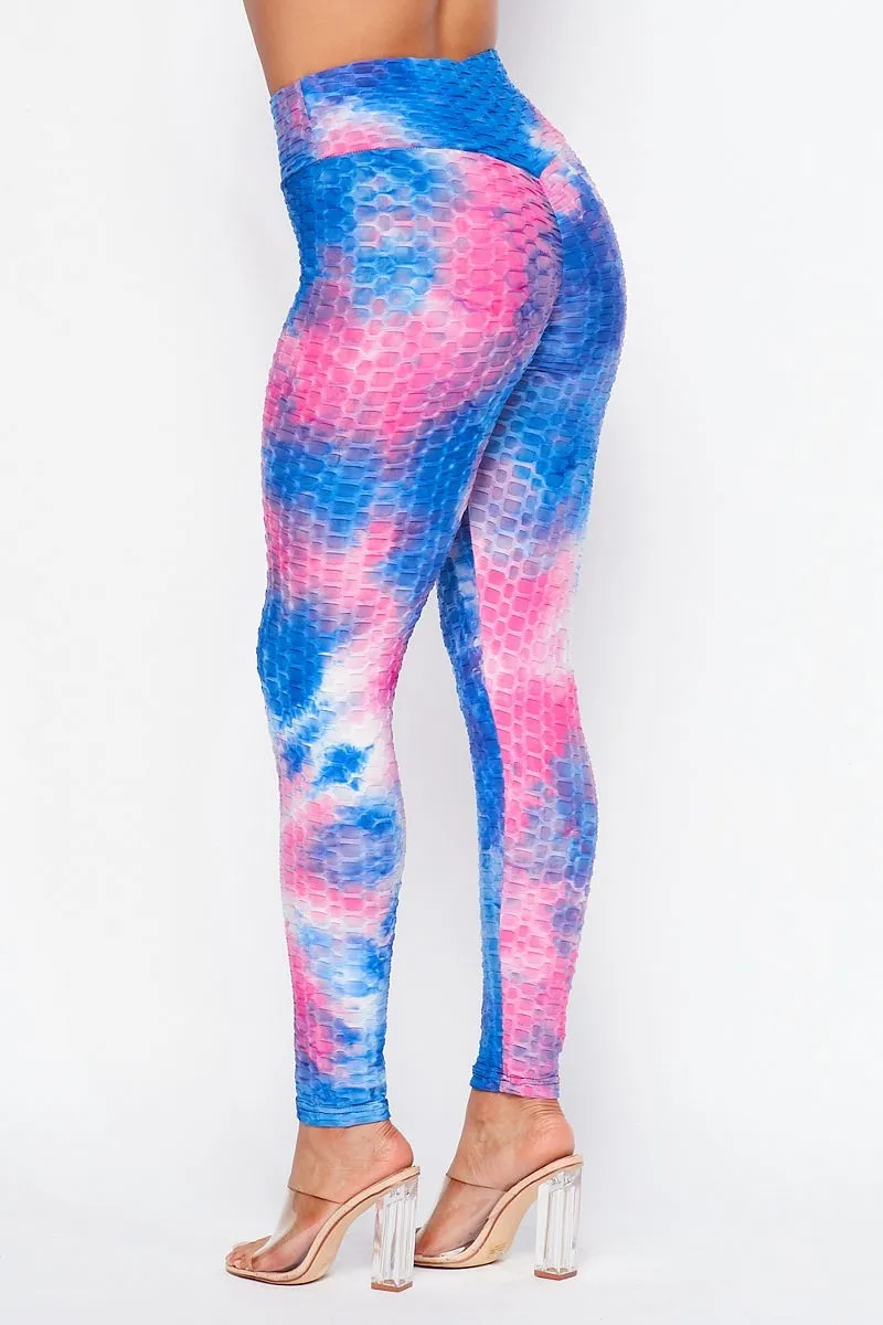 Stretch fitness casual workout tie dye high waist leggings