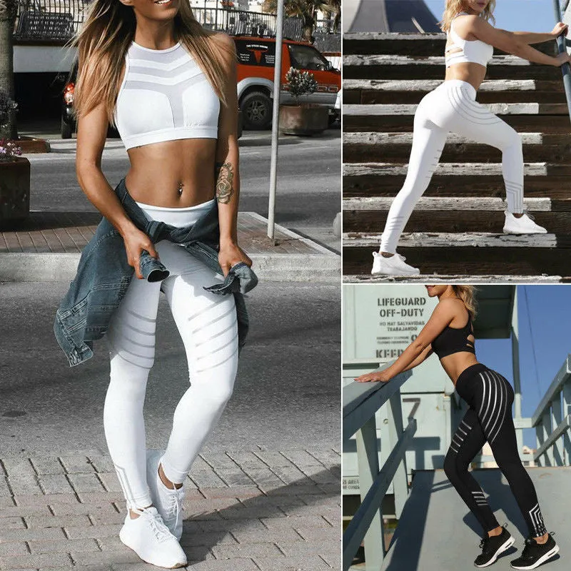 Stripe detail running lounge workout fitness leggings