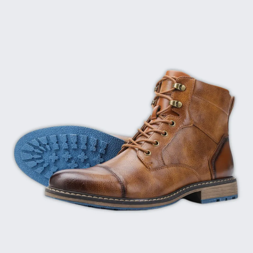 Stylish Grey Leather Boots for Men - Non-Slip Comfort Fit