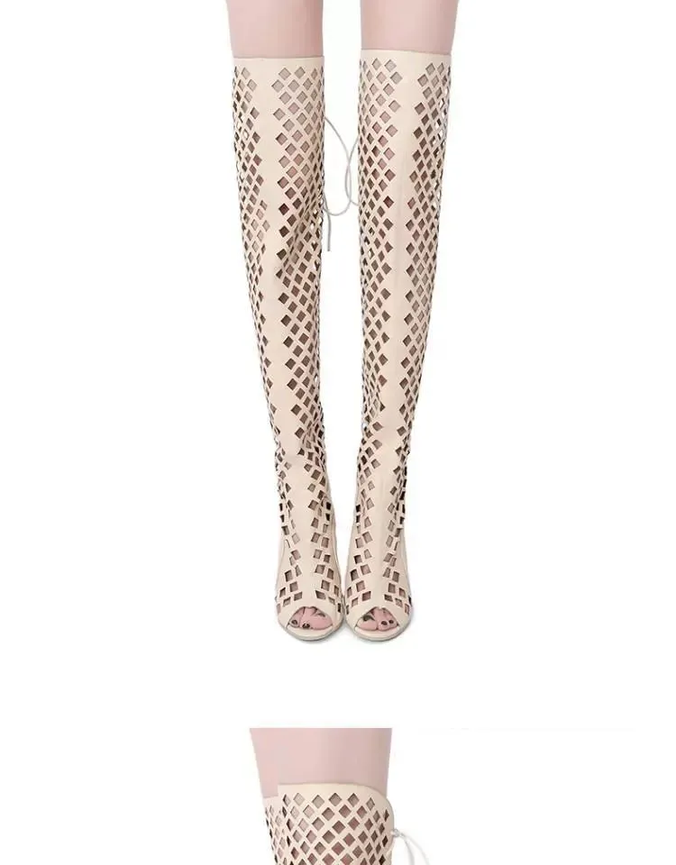 Sultry Over-the-Knee Roman Lace-Up Boots