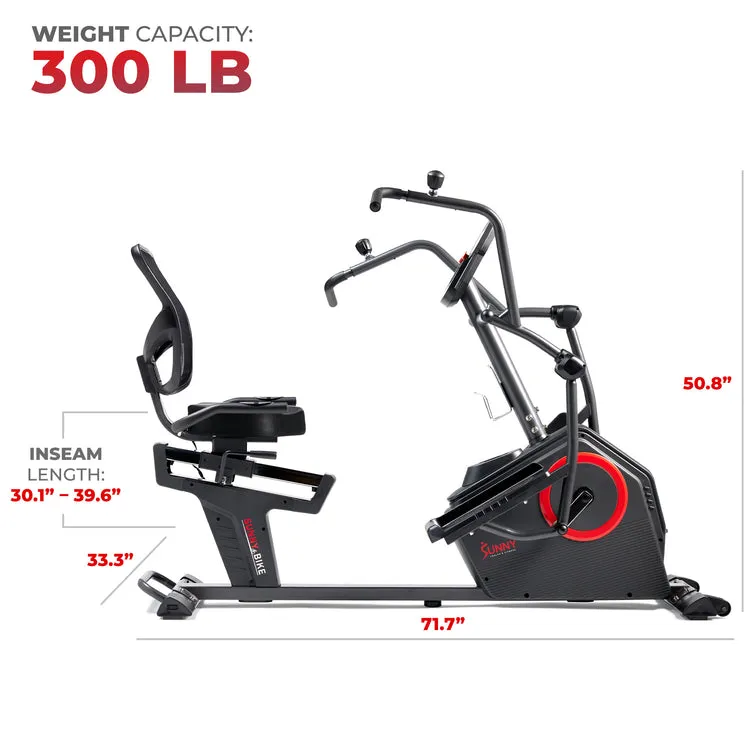 Sunny Health & Fitness Smart Recumbent Cross Trainer Elliptical Exercise Bike – SF-RBE4886SMART
