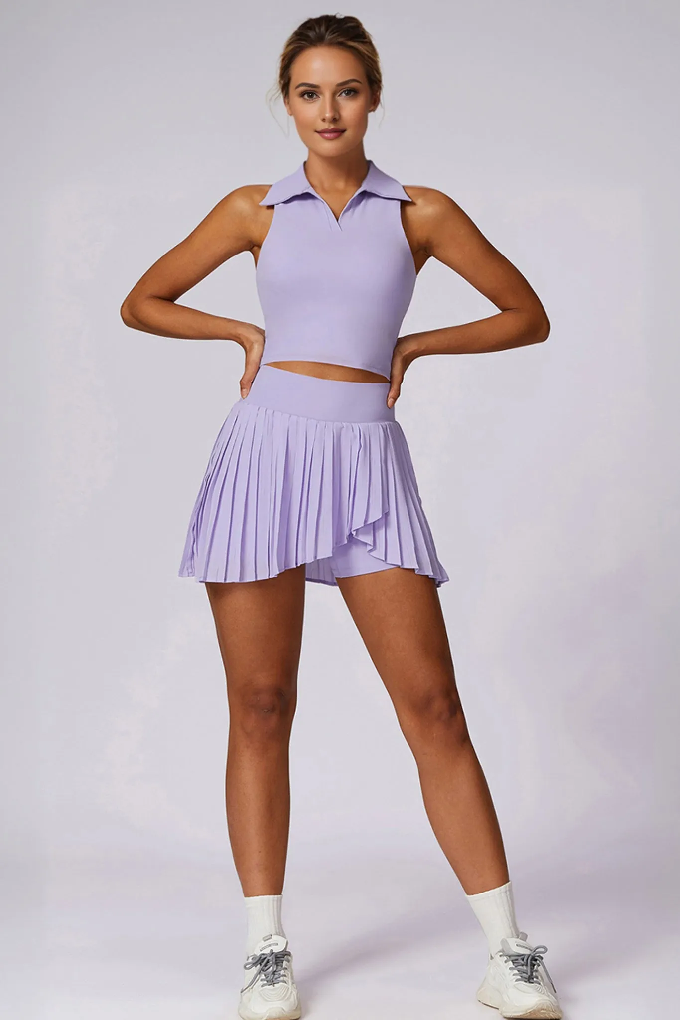 Swift Move Pleated Training Skirt with Pocket Shorts - Lavender