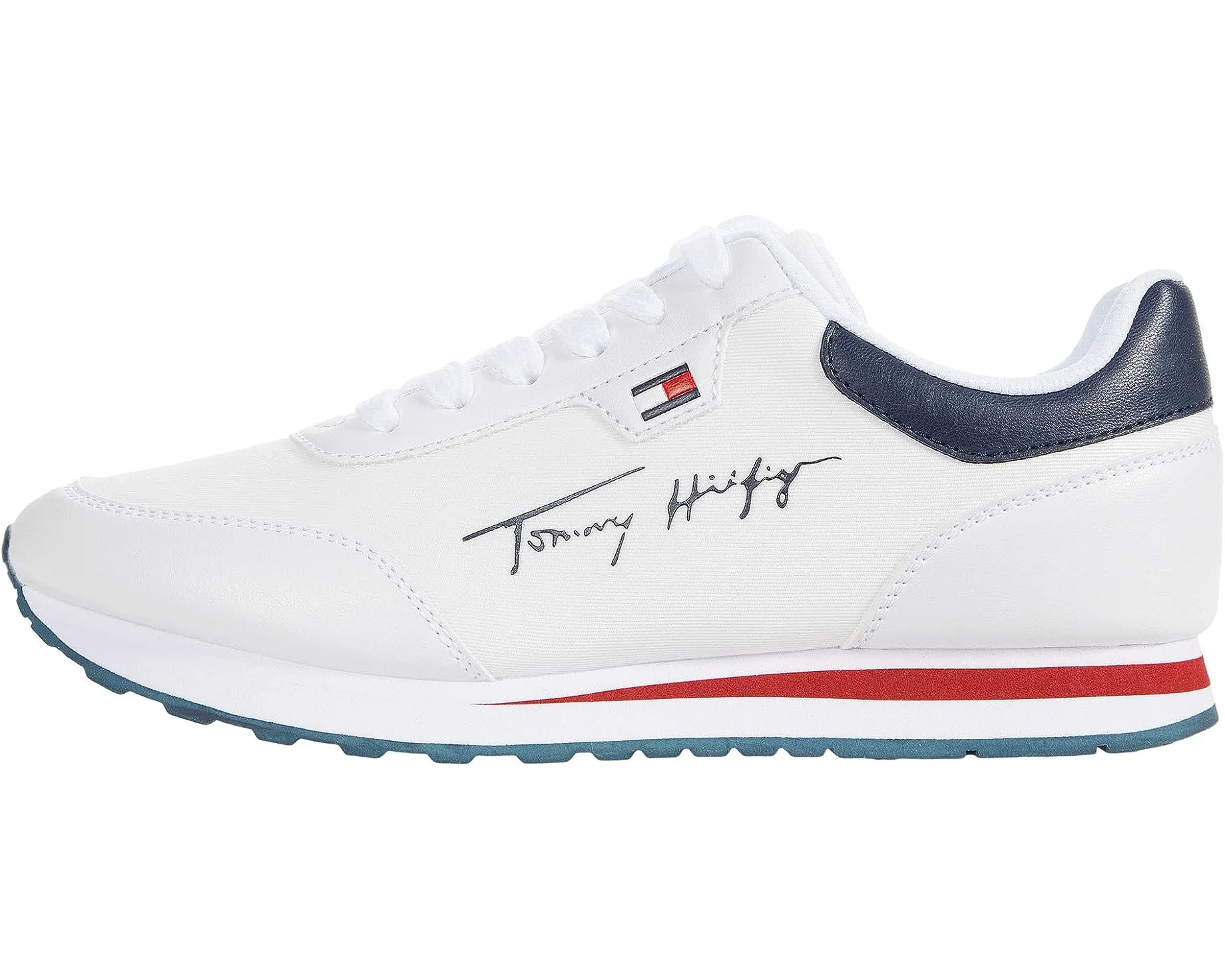 Tommy Hilfiger Twlaces White Texture Lace Up Logo Low Top Fashion Sneakers