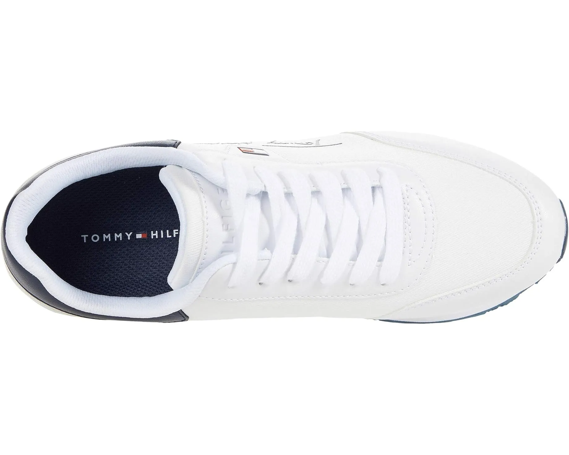Tommy Hilfiger Twlaces White Texture Lace Up Logo Low Top Fashion Sneakers