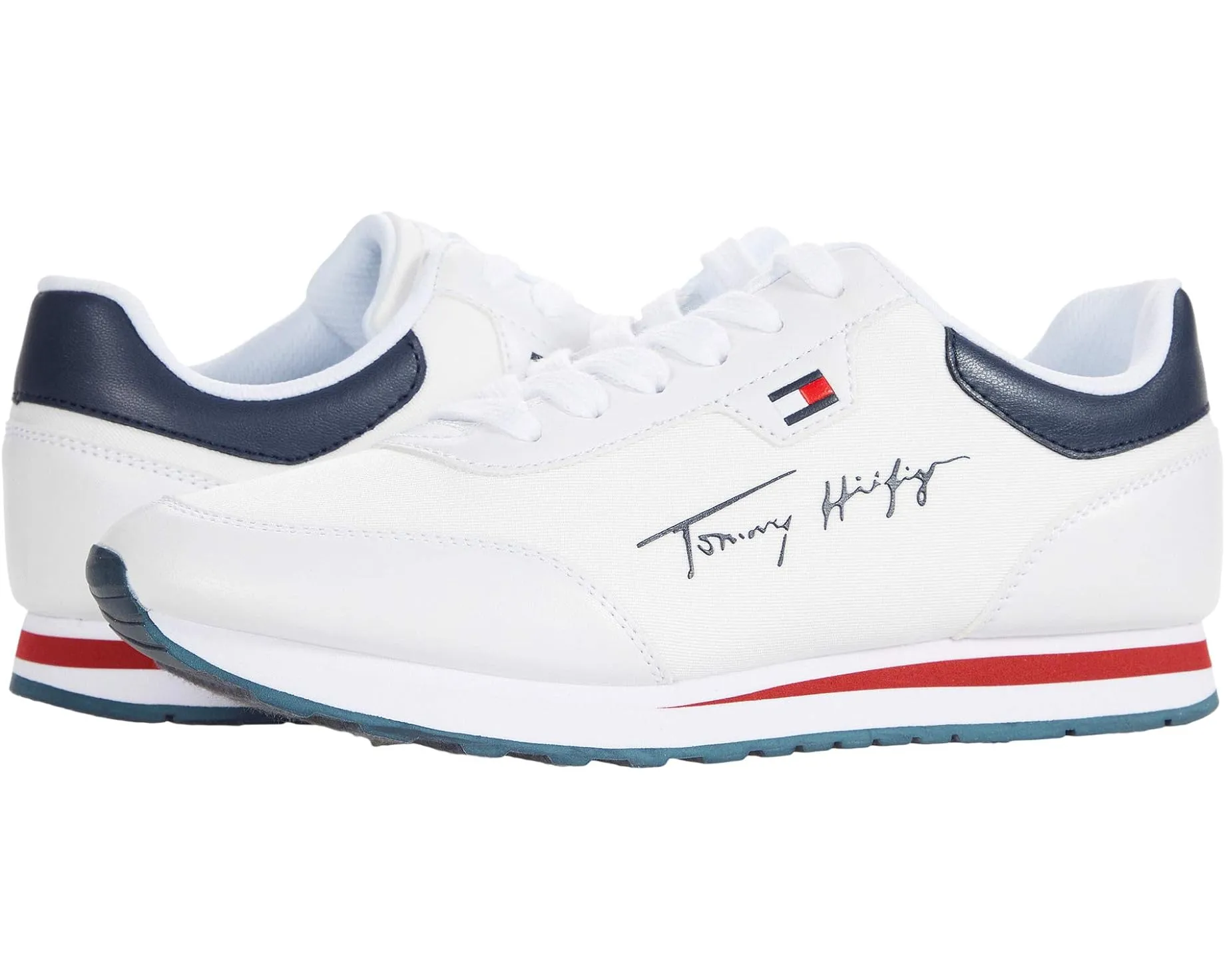 Tommy Hilfiger Twlaces White Texture Lace Up Logo Low Top Fashion Sneakers