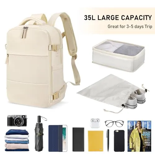 Travel backpack, laptop backpack for laptop, 40L backpack with shoe bag&organizer, anti theft business work hand luggage backpack for business hiking travel