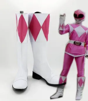 TV Series Mighty Morphin Power Rangers Kimberly Cosplay Shoes Boots Custom Made for Adult Men and Women Halloween Carnival