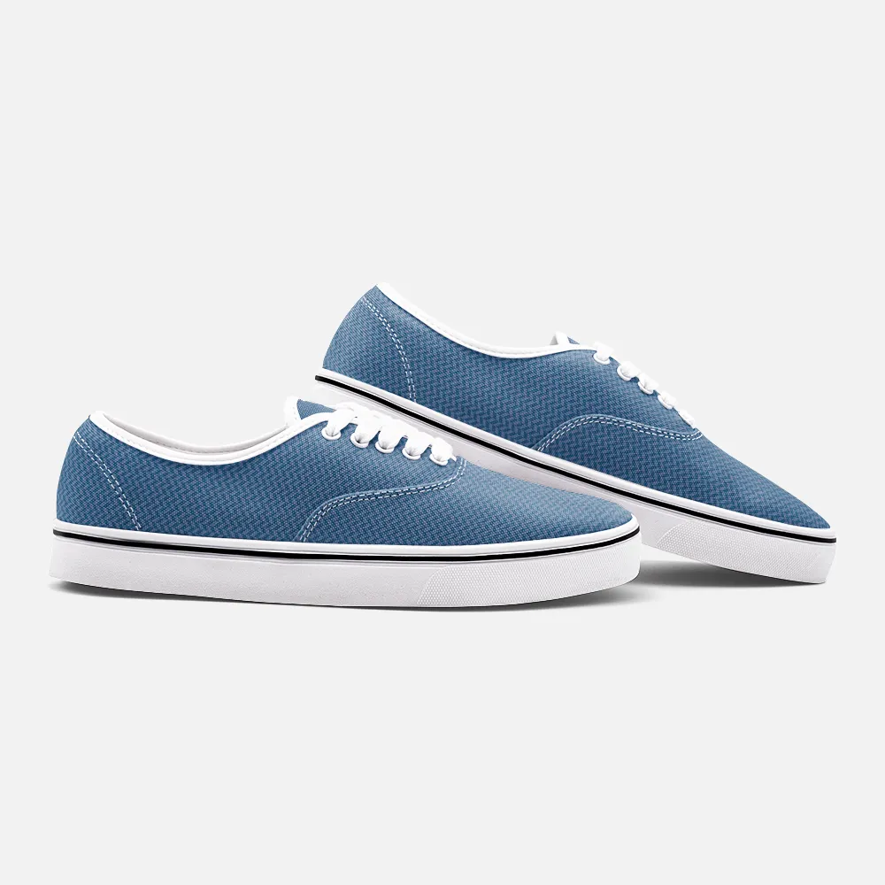 Unisex Canvas Low Cut Loafer Sneakers - Blue Herringbone