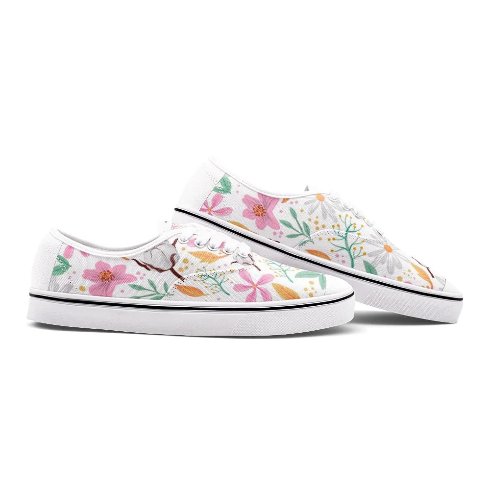 Unisex Canvas Shoes Fashion Low Cut Loafer Sneakers - Cute Flowers
