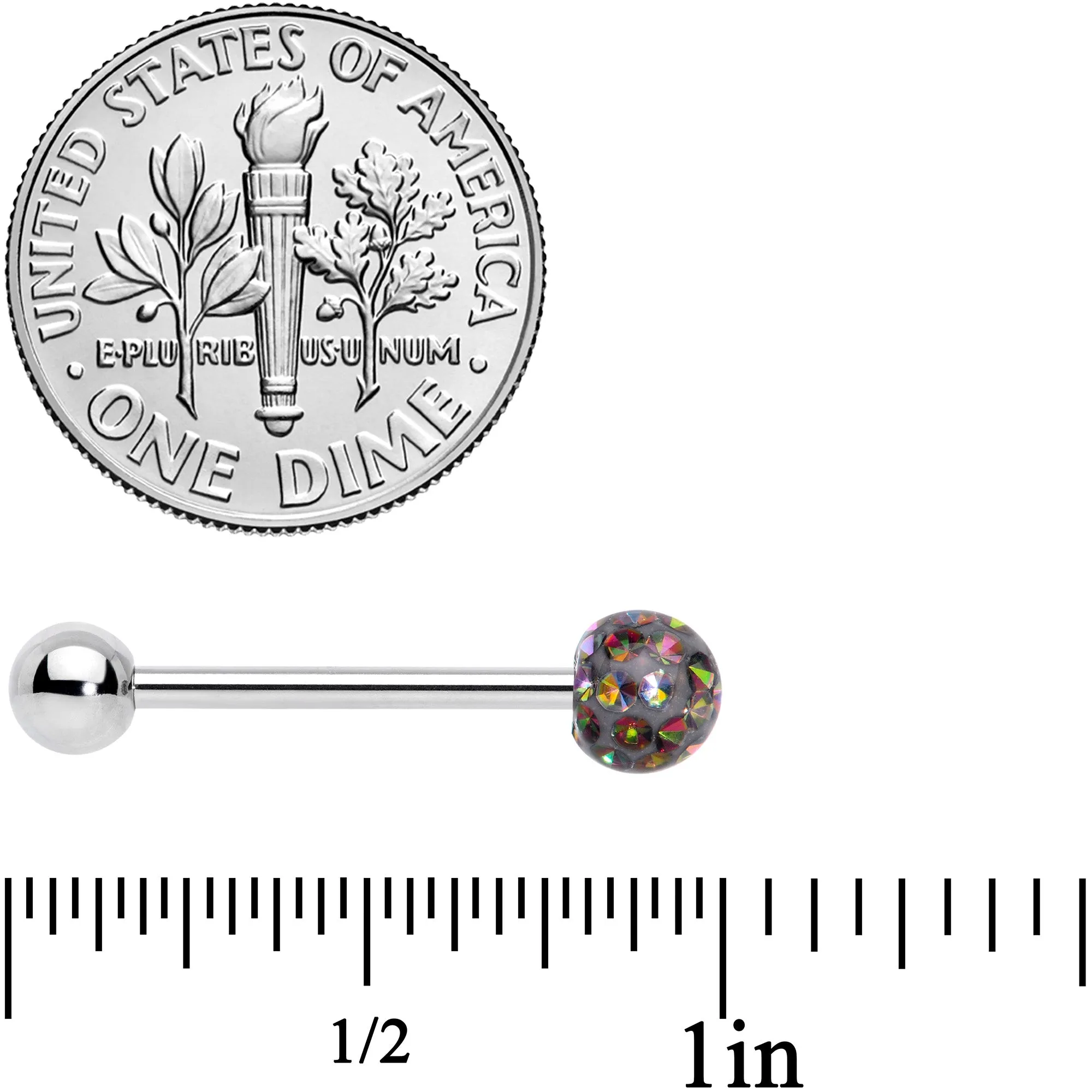 Vitrail Gem Disco Ball Internally Threaded Barbell Tongue Ring