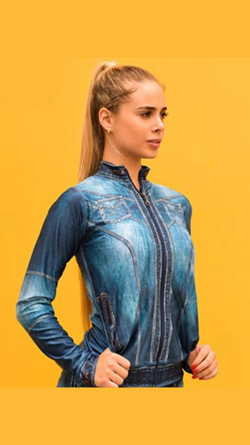 Women Sportswear Jacket with pockets Denim style