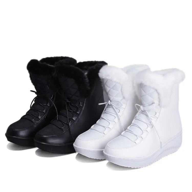Women's Winter Wedge Heels Down Short Snow Boots