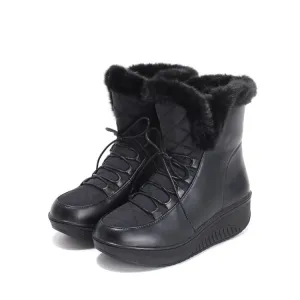Women's Winter Wedge Heels Down Short Snow Boots