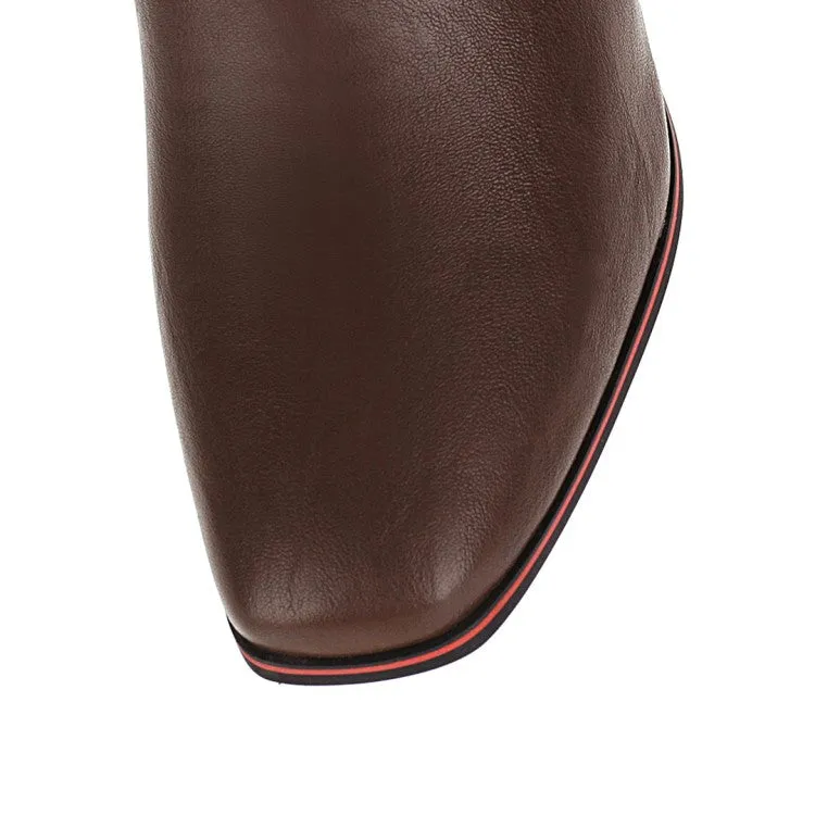 Women's Zipper Buckle High Heel Knee High Boots