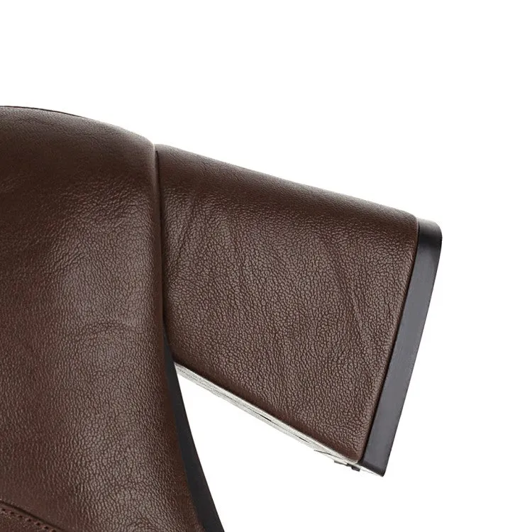 Women's Zipper Buckle High Heel Knee High Boots
