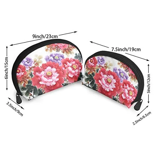 Zipper Toiletry Organizer Travel Makeup Clutch Bag Watercolor Peony Flower Portable Bags Clutch